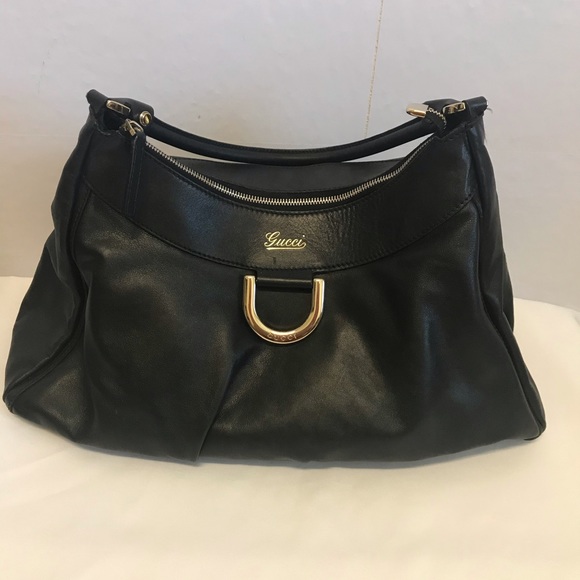 Gucci Black Leather Hobo Handbag Large Excellent - Picture 4 of 10